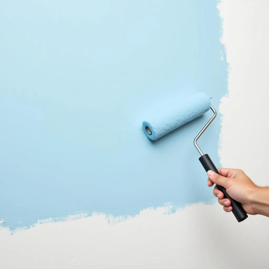 Painting a drywall surface with a paint roller