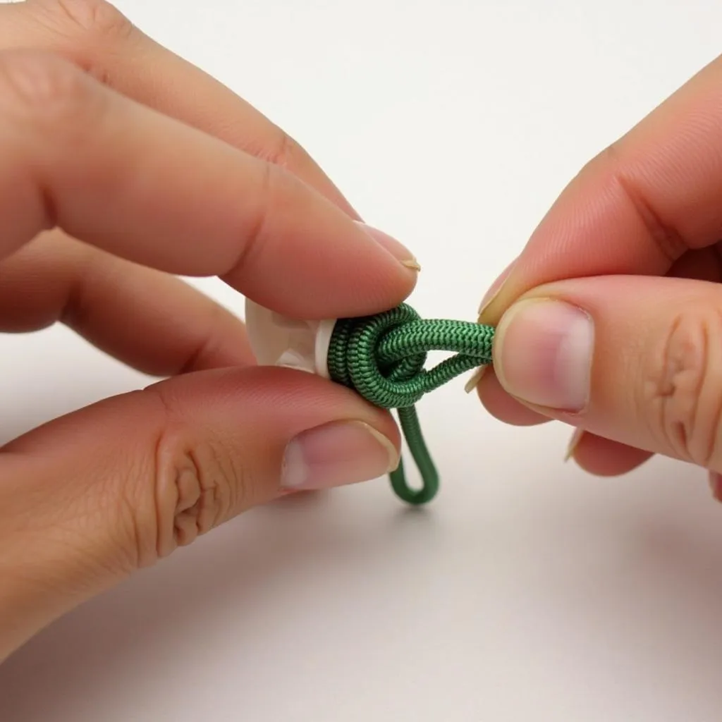 Creating the initial knot for a paracord bracelet