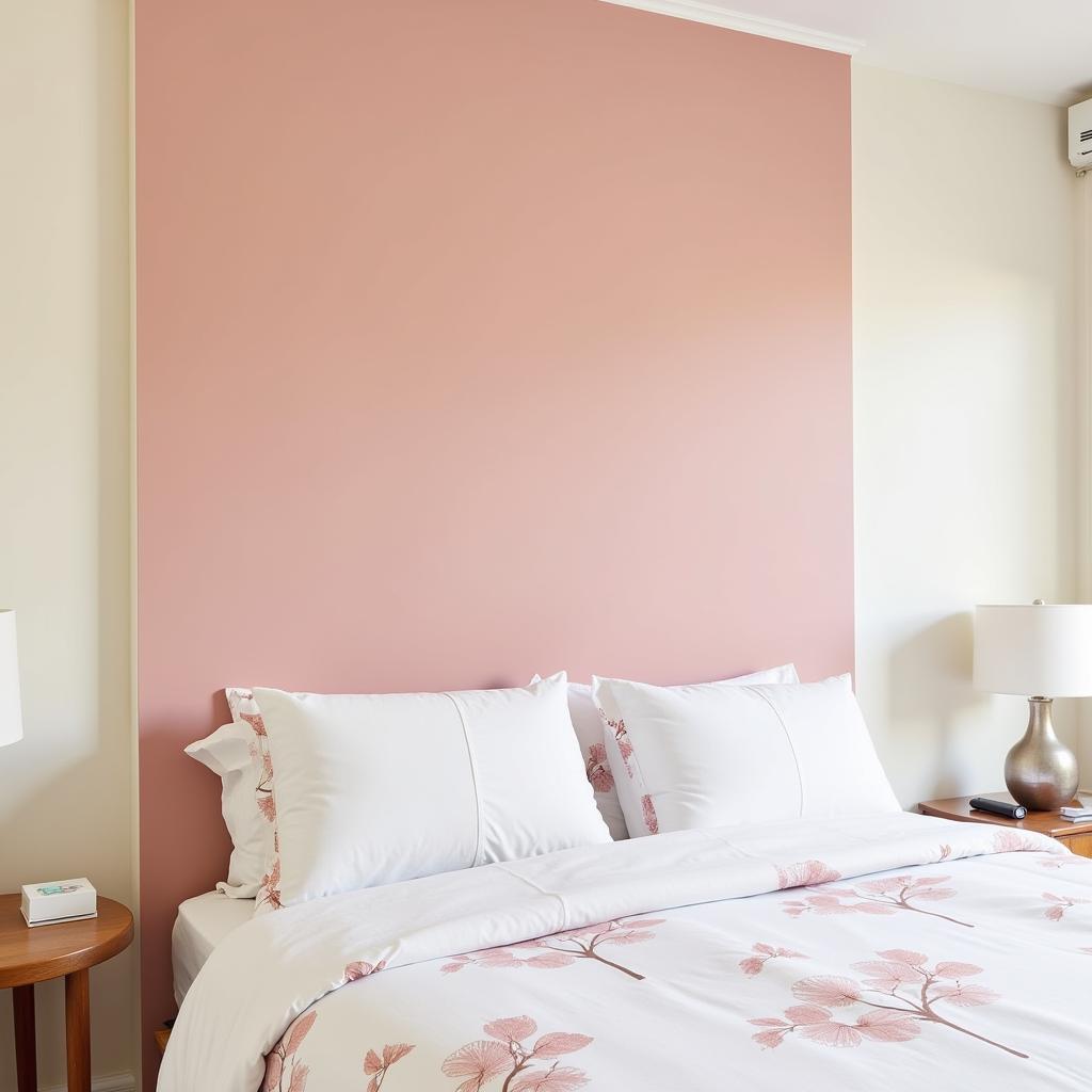 Pink Accent Wall in a Serene Bedroom