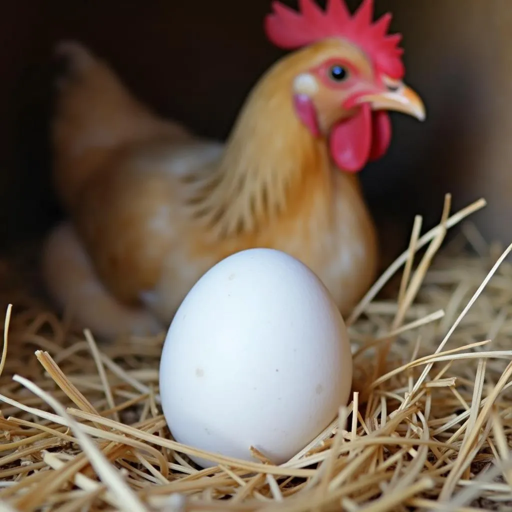 Polish chicken laying eggs