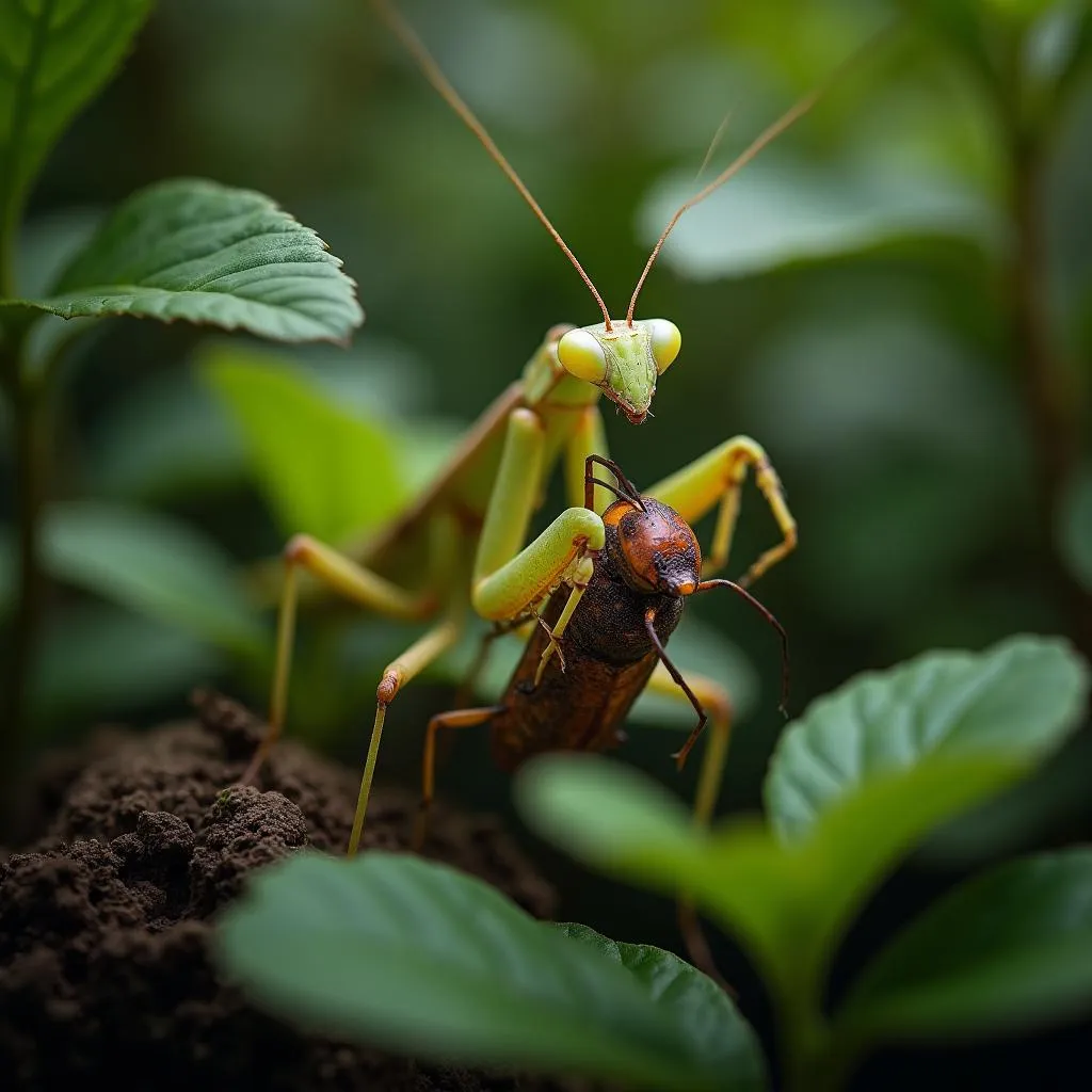 Praying Mantis Catching an Insect