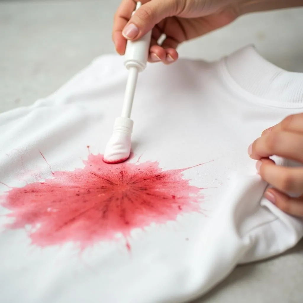 Pre-Treating a Red Stain on a White Shirt