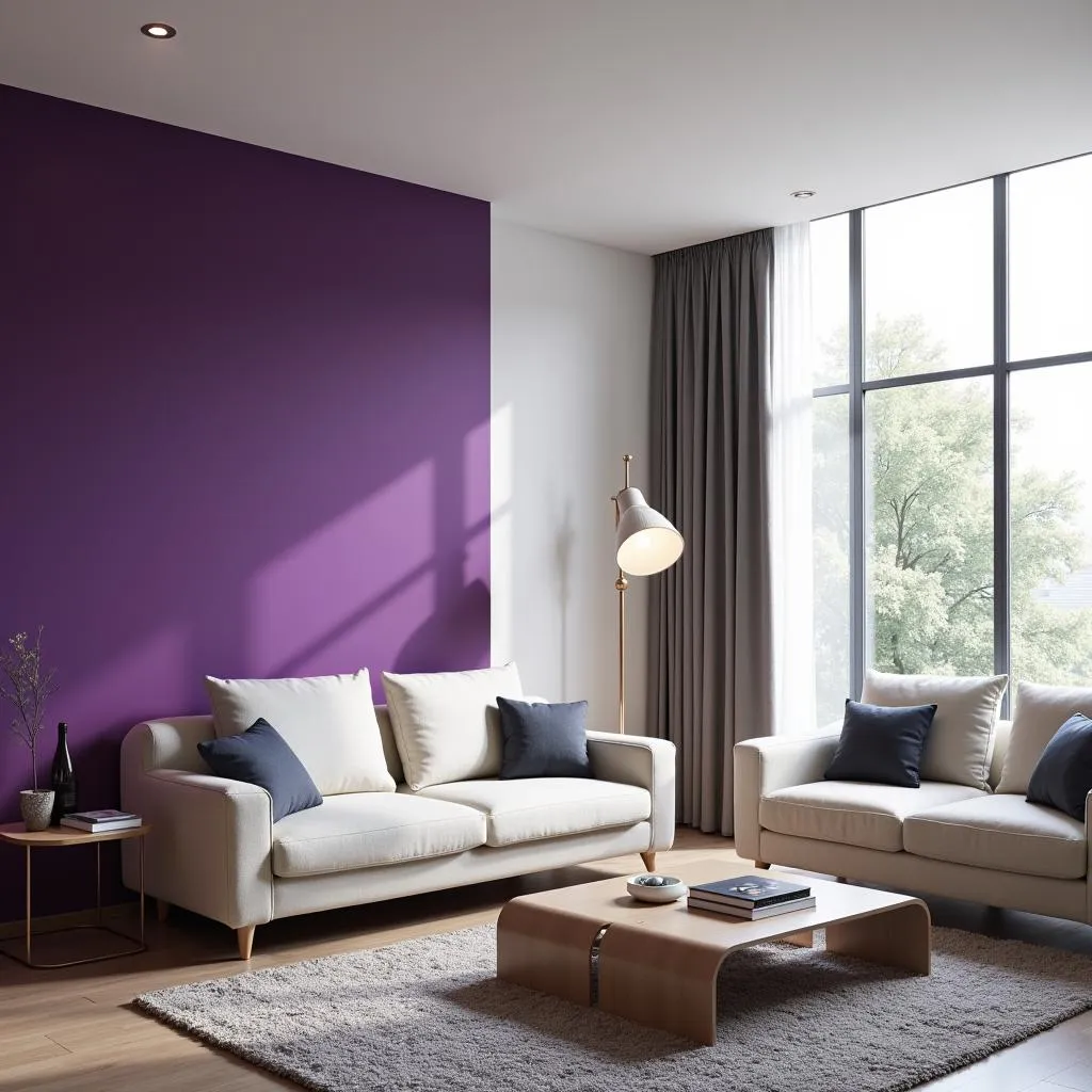 Purple Accent Wall Living Room