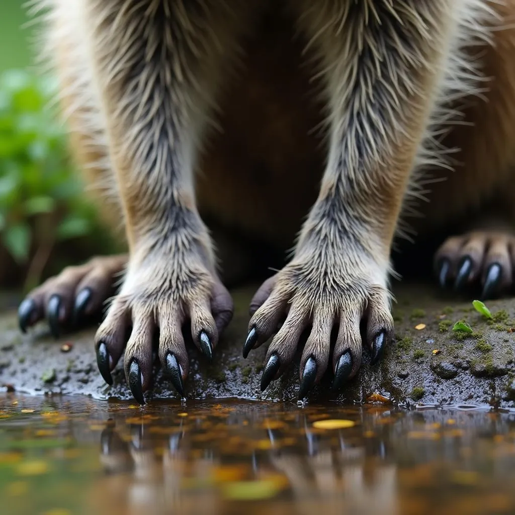 Raccoon Paws Submerged in Water