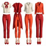 Stylish outfit ideas featuring different shades of red pants