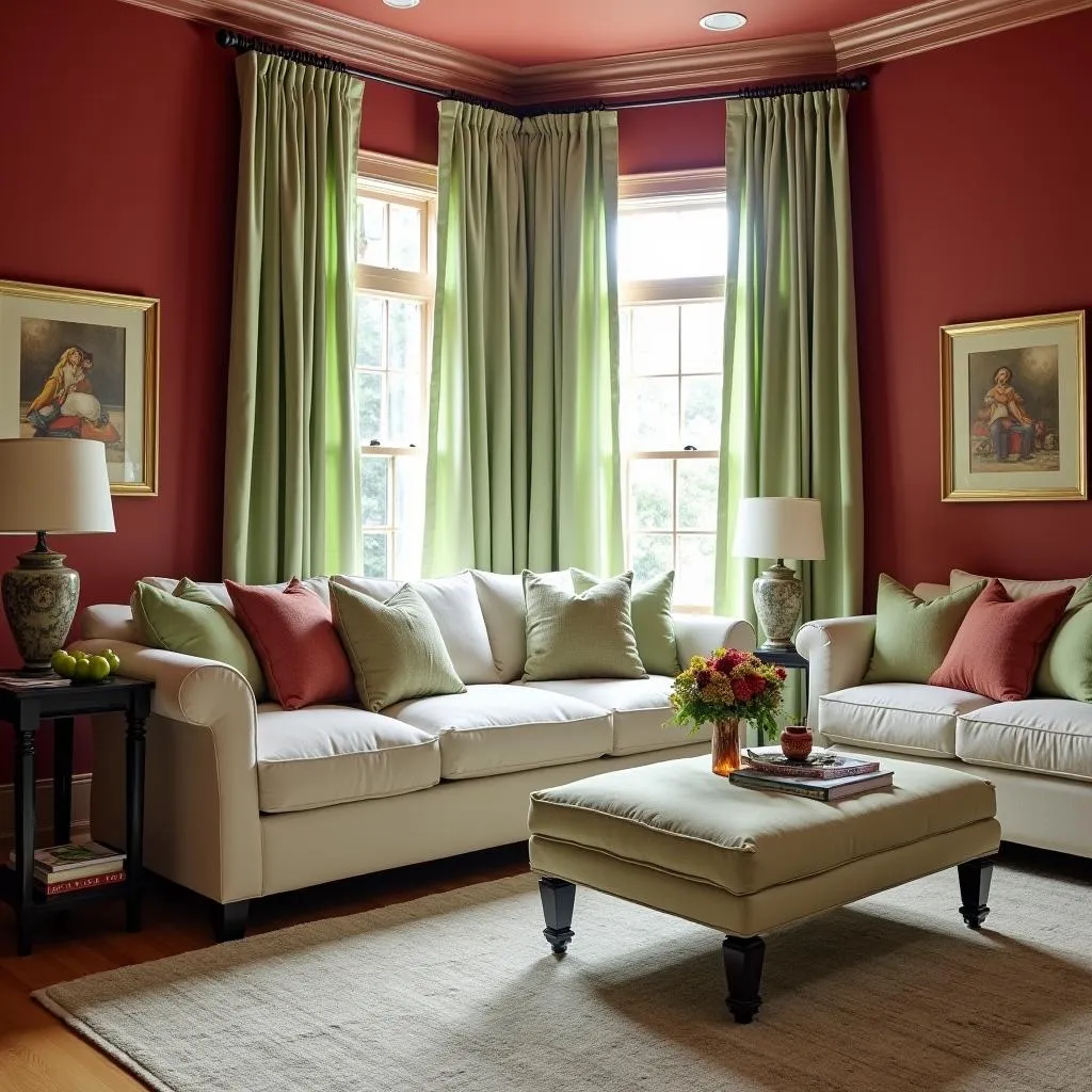 Red Room with Green Accents