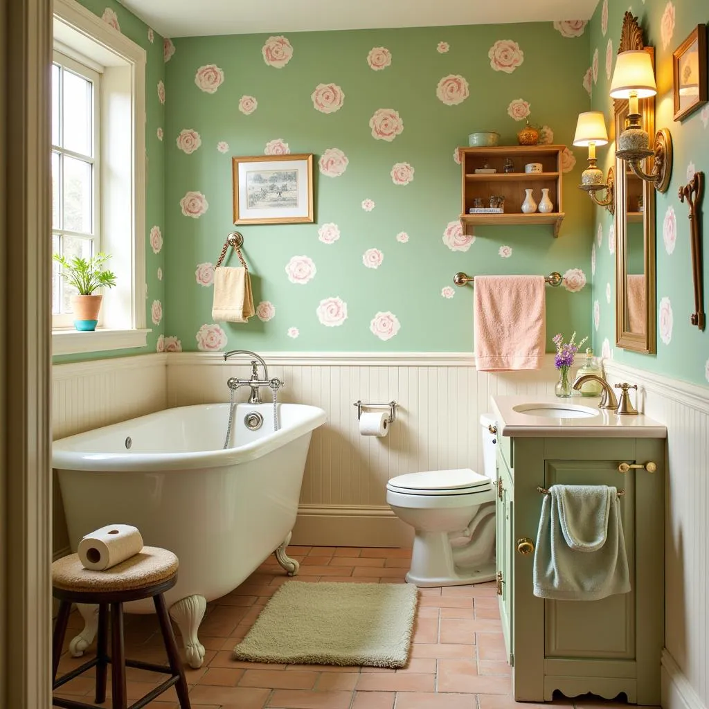 Retro bathroom with colored toilet paper