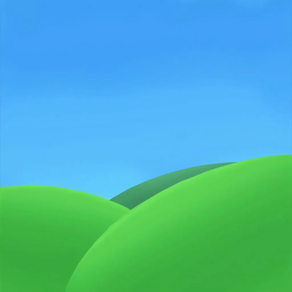 Krita canvas with base colors for sky and hills