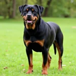 Rottweiler standing in grass