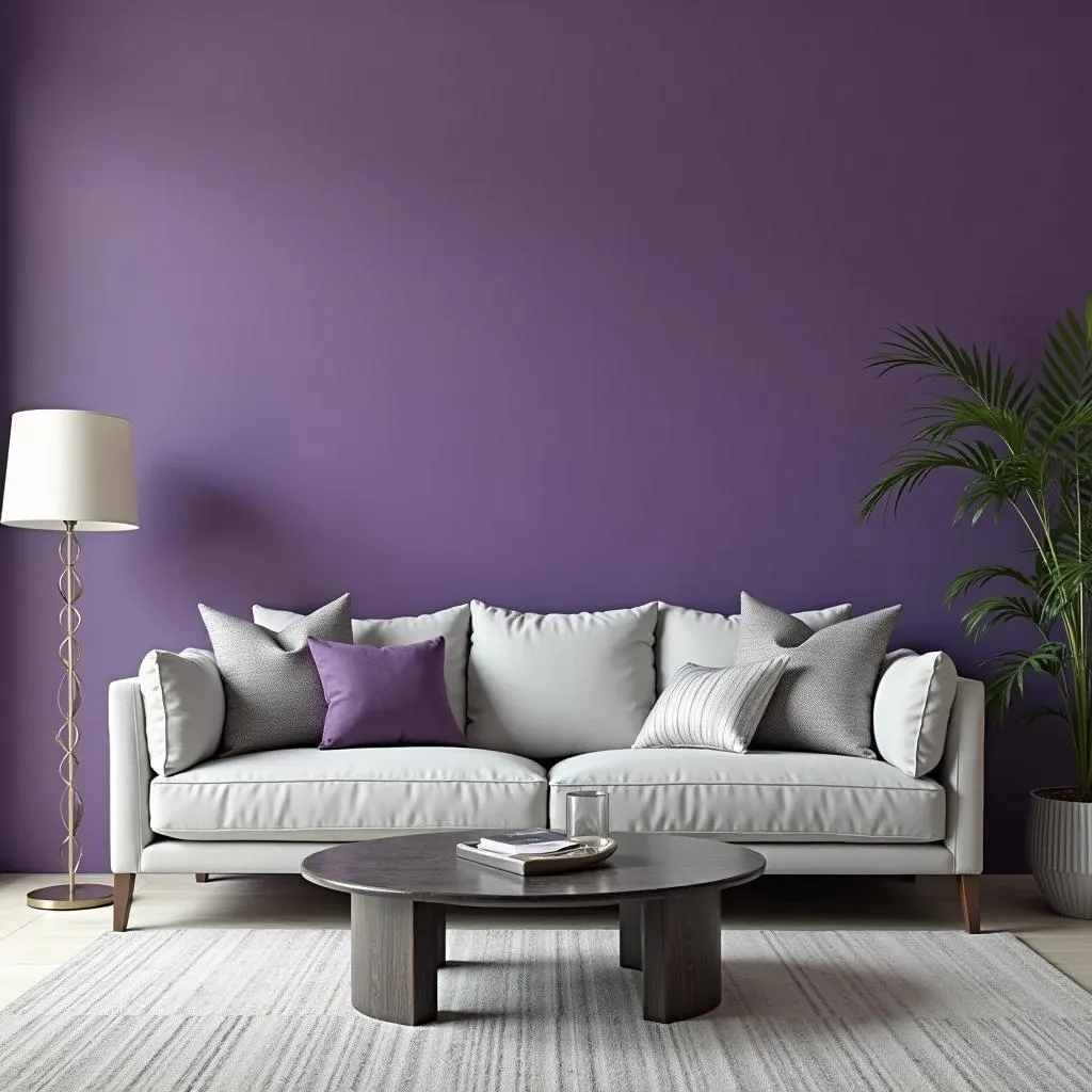 Royal Purple and Gray Living Room Decorating Ideas