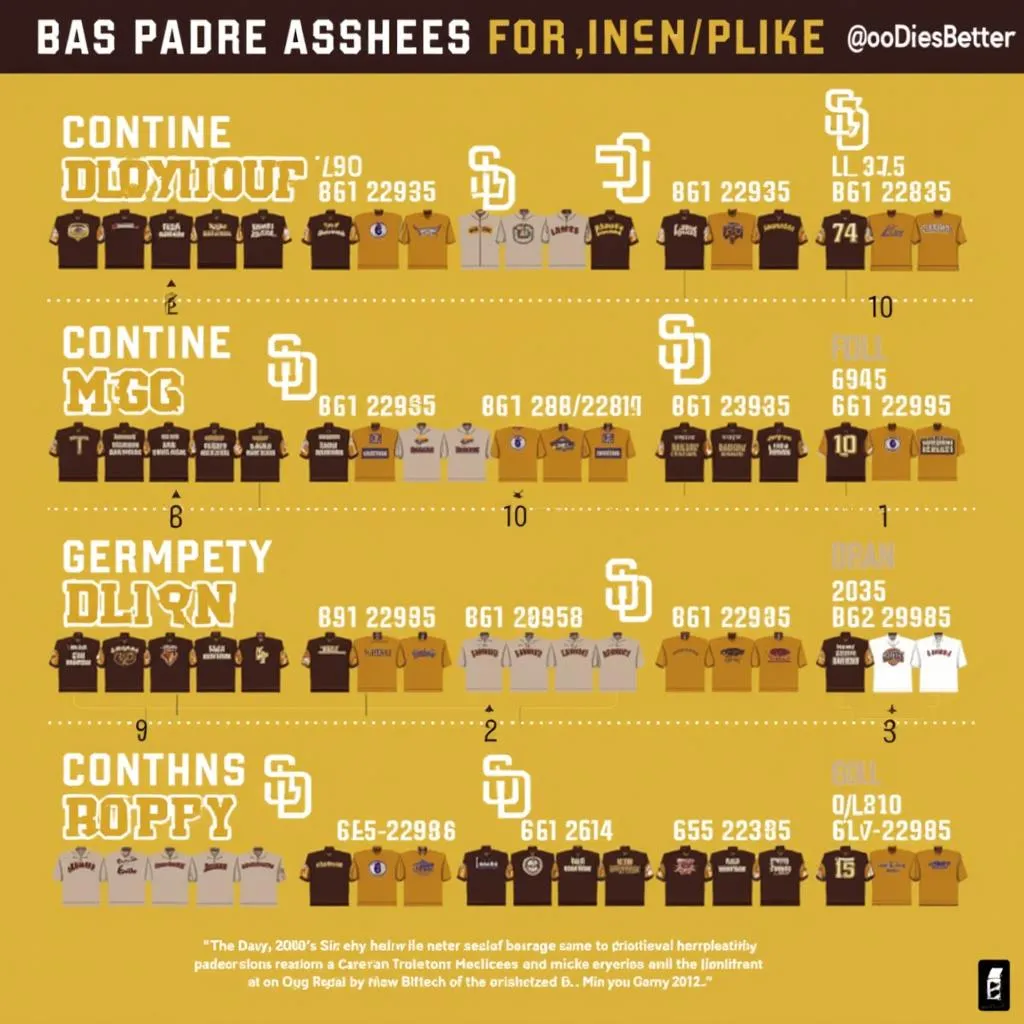 Timeline showcasing the evolution of San Diego Padres colors