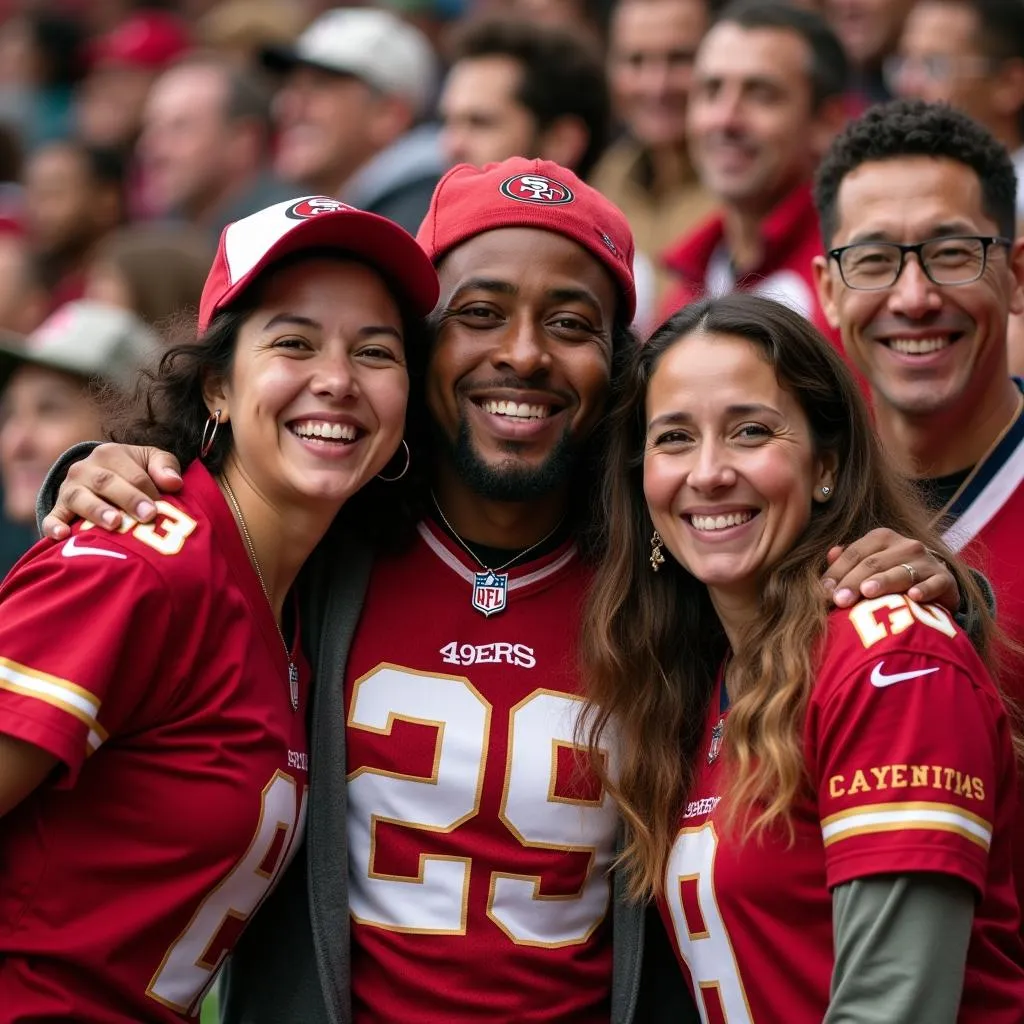 San Francisco 49ers fans wearing team colors