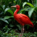 Scarlet Ibis amidst Lush Greenery