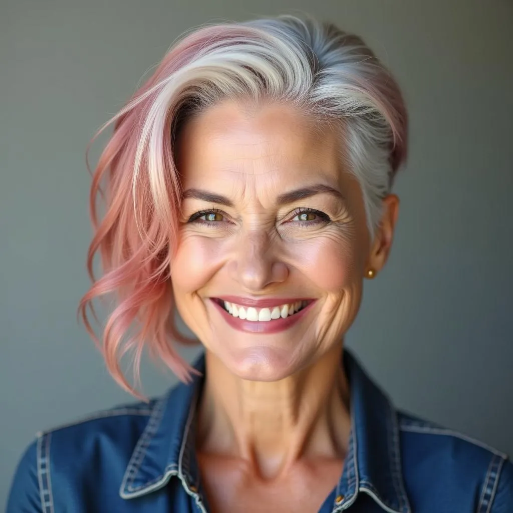 Senior Woman with Vibrant Hair Color