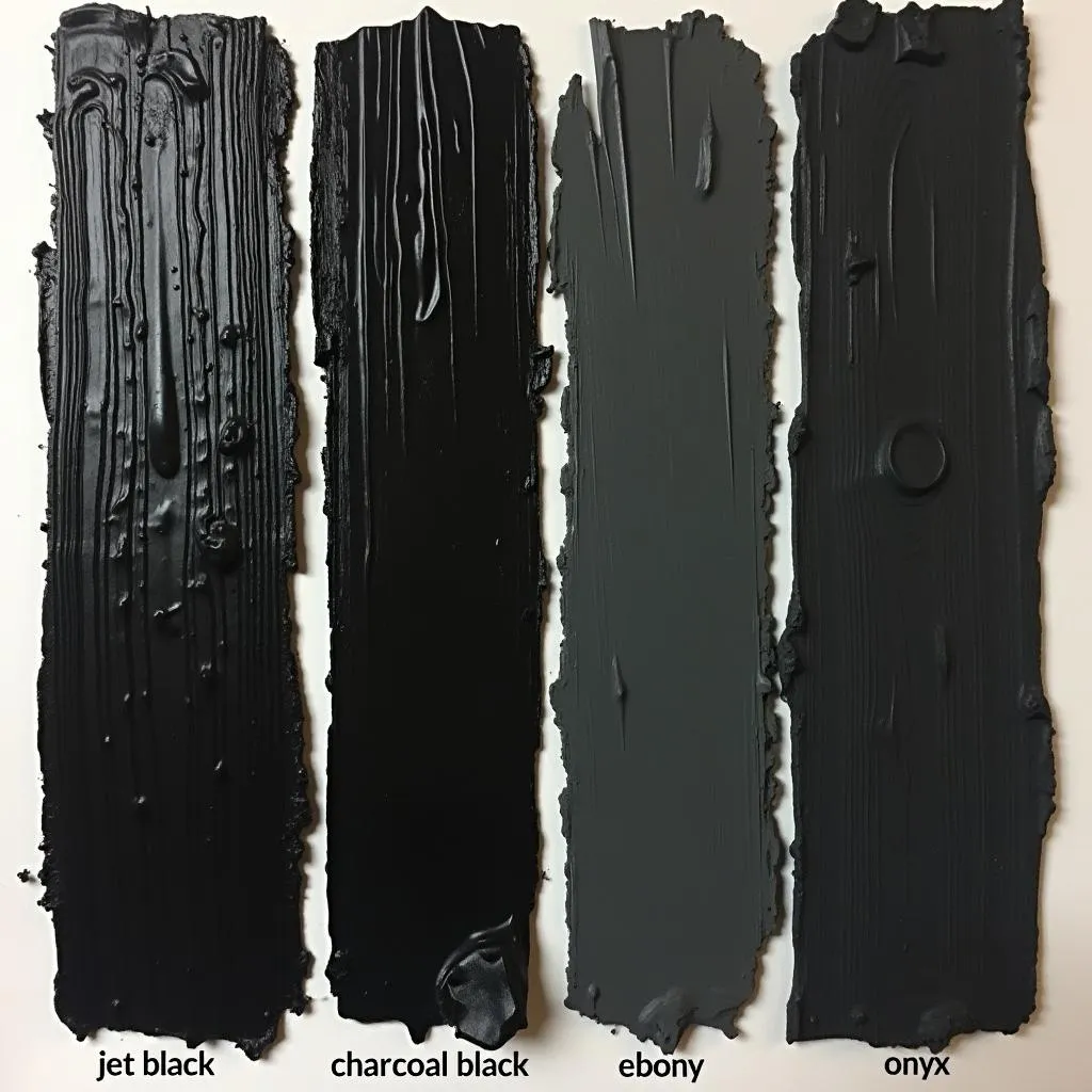 Different shades of black