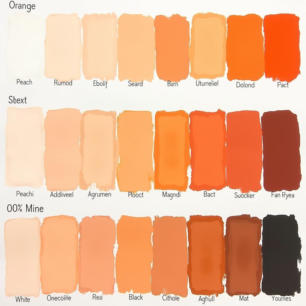 Various Shades of Orange from Light to Dark