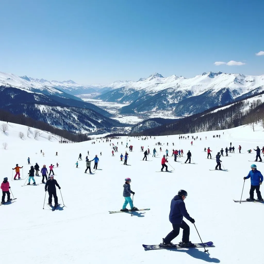 Skiers enjoying the slopes in Vail