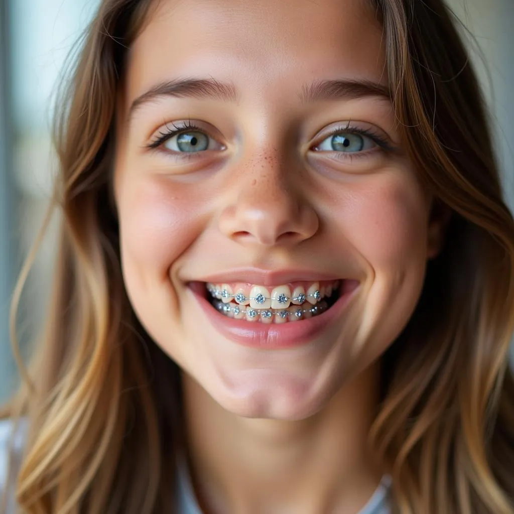 Teenager with Braces Smiling Confidently