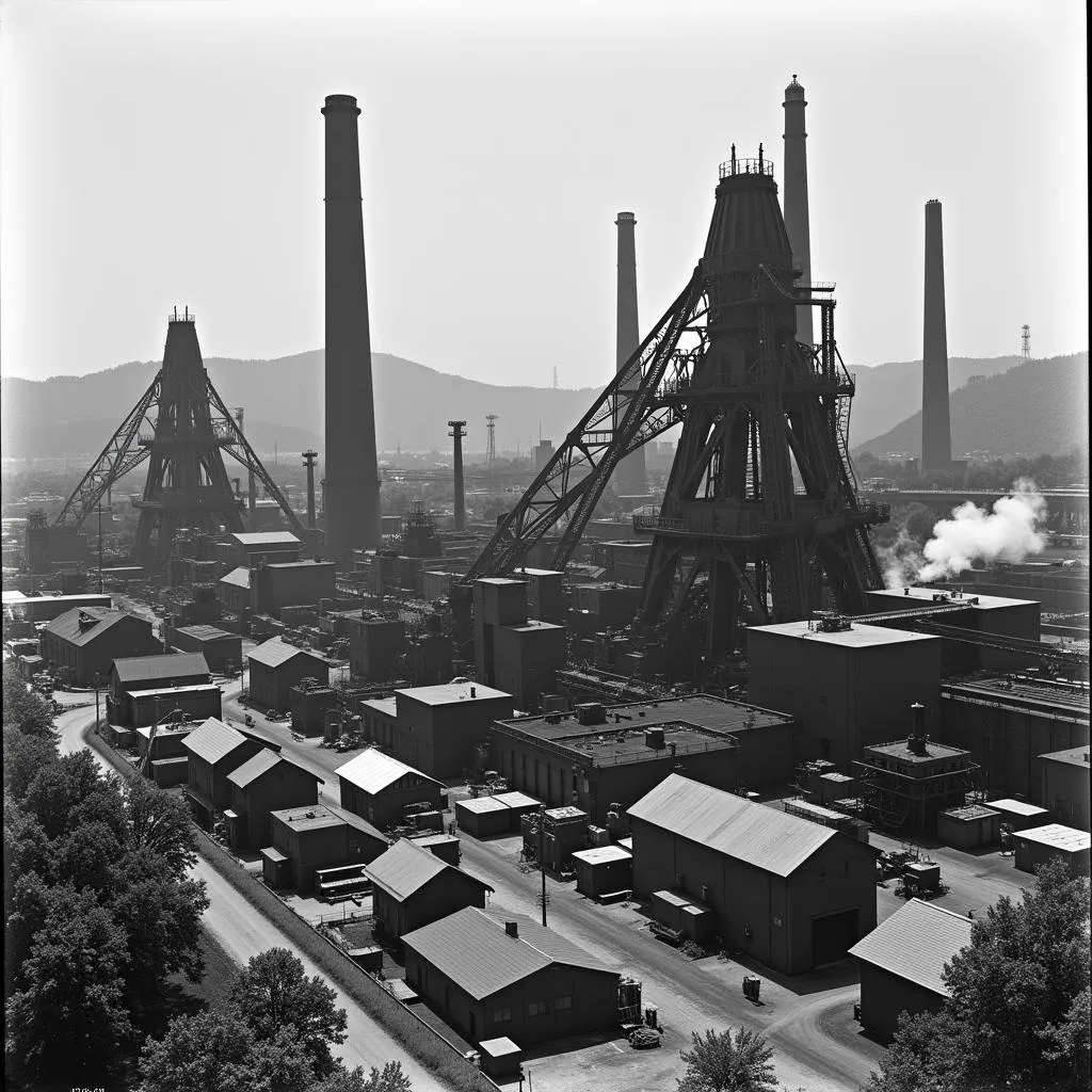 Historical photo of a steel mill in Pittsburgh