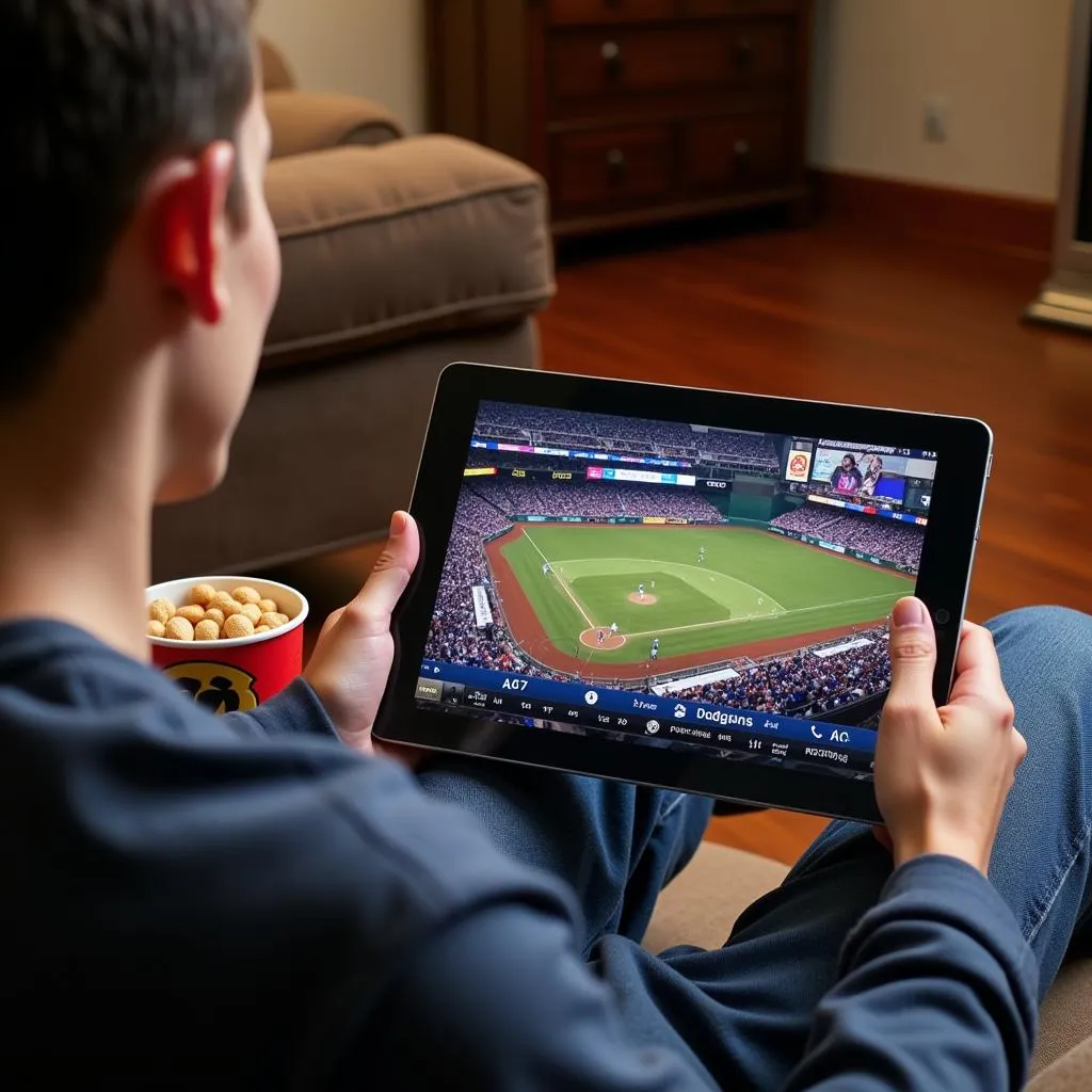 Streaming MLB Game on Tablet