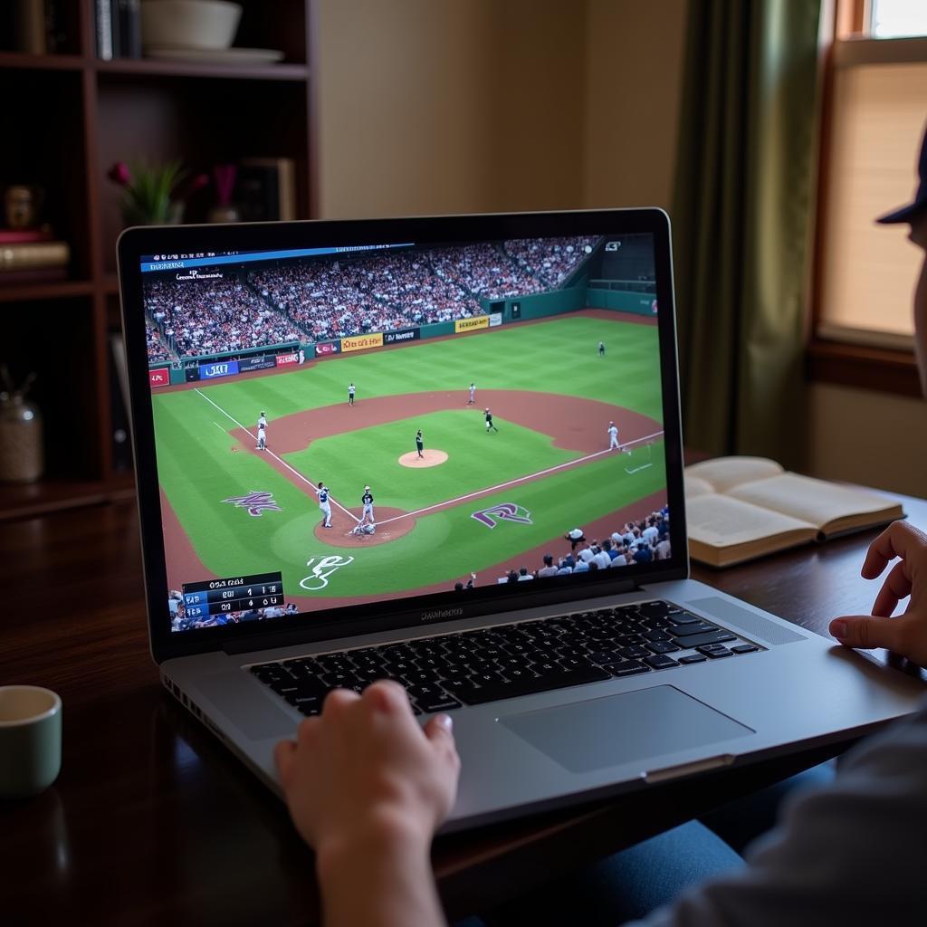 Streaming a Padres vs. Rockies Game on a Laptop