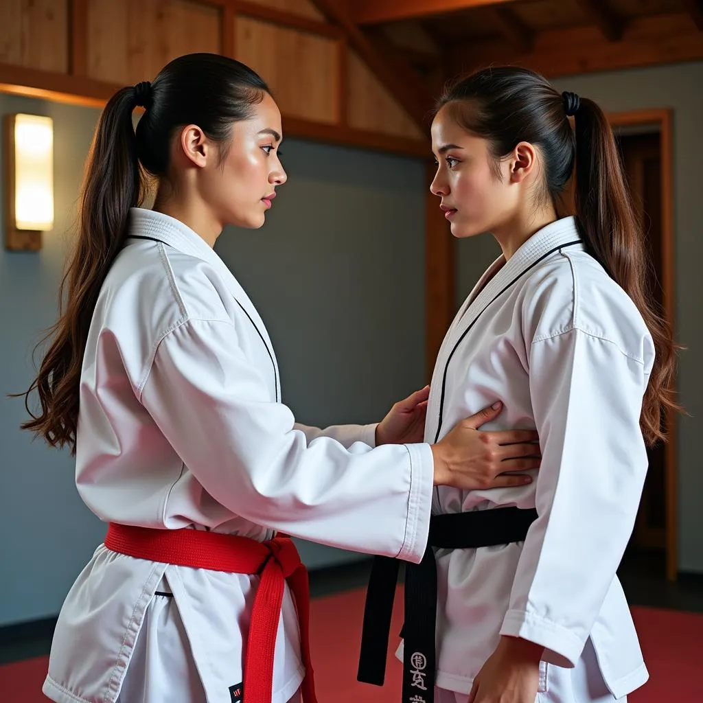 Red and black belts in Taekwondo