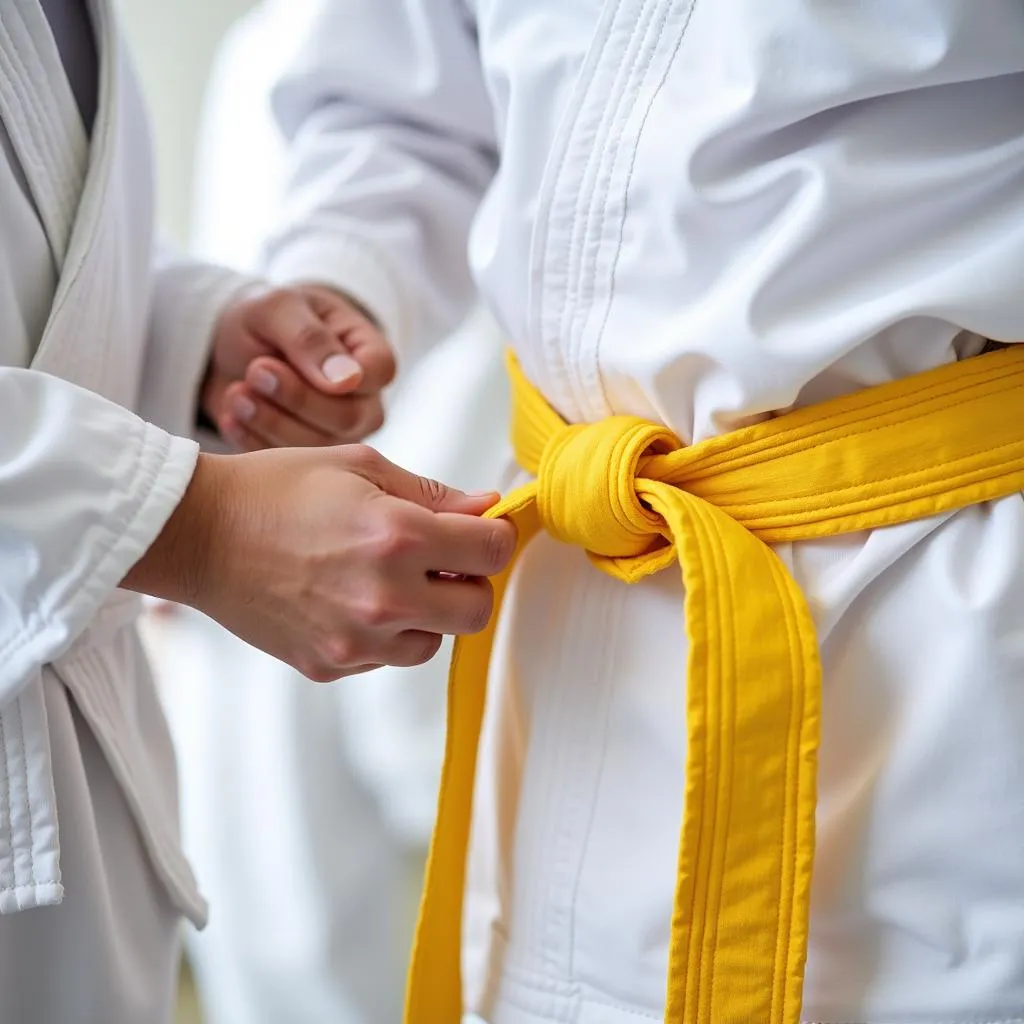 White and yellow belts in Taekwondo