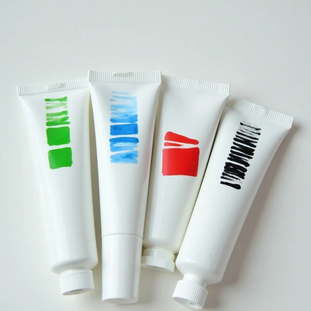 Toothpaste tubes with various color marks