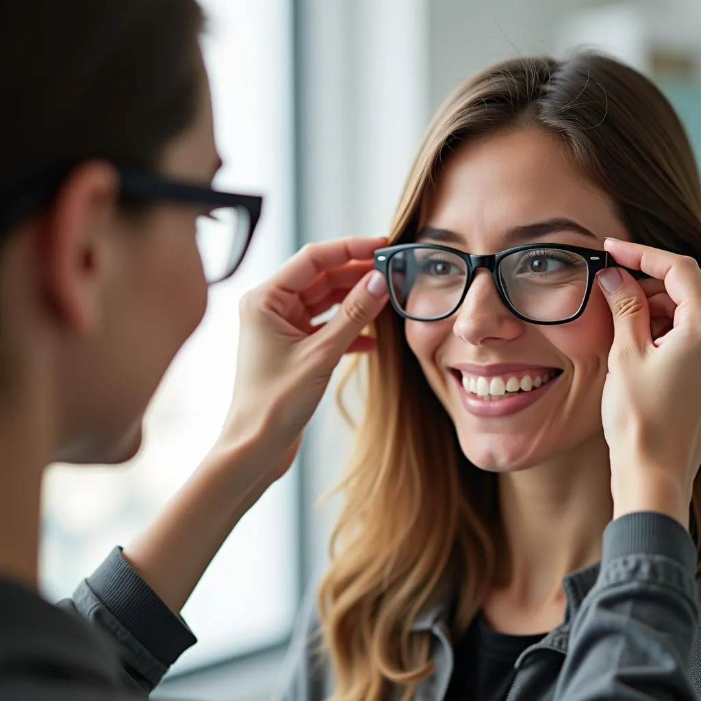 Trying on Glasses in a Store