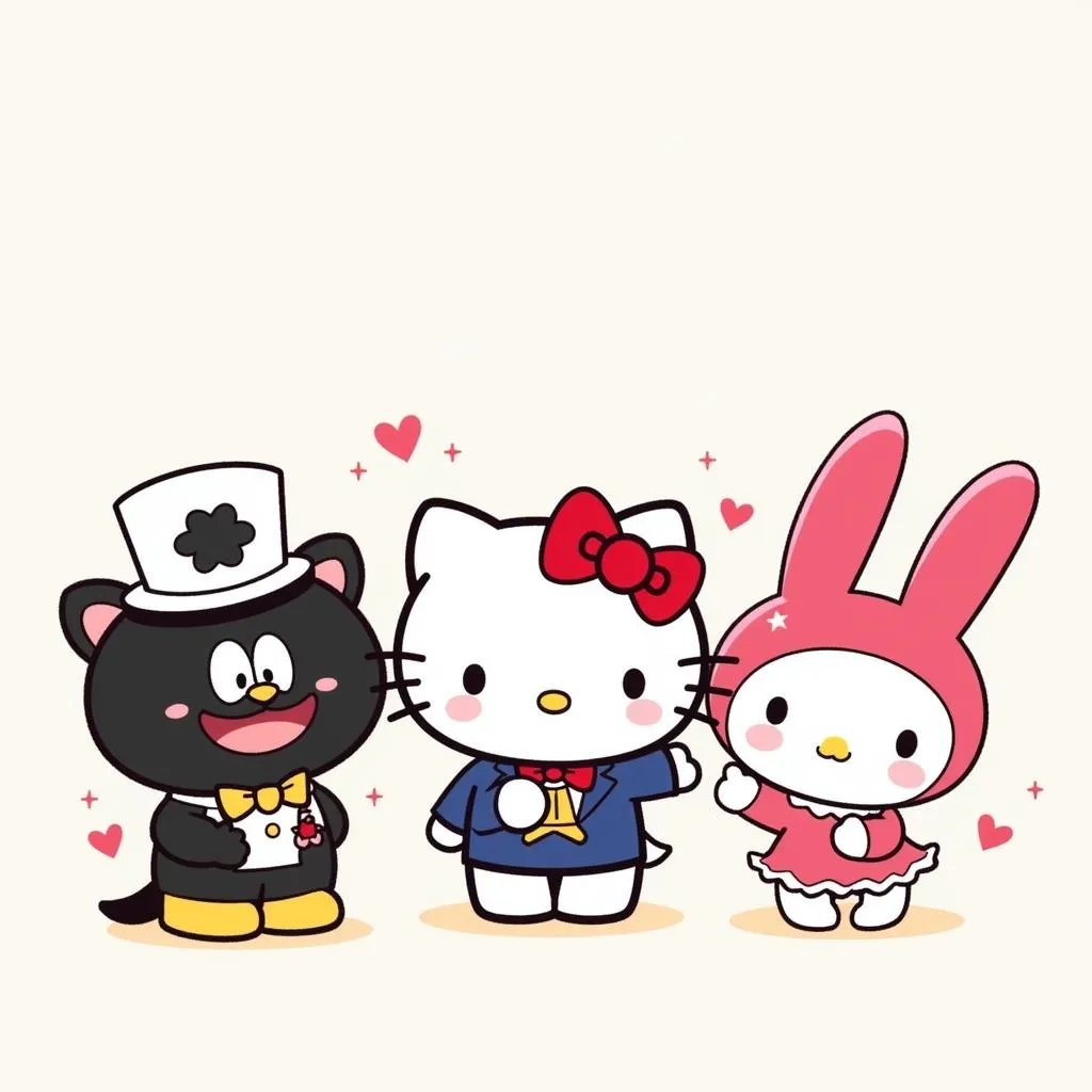 Tuxedo Sam with Hello Kitty and My Melody