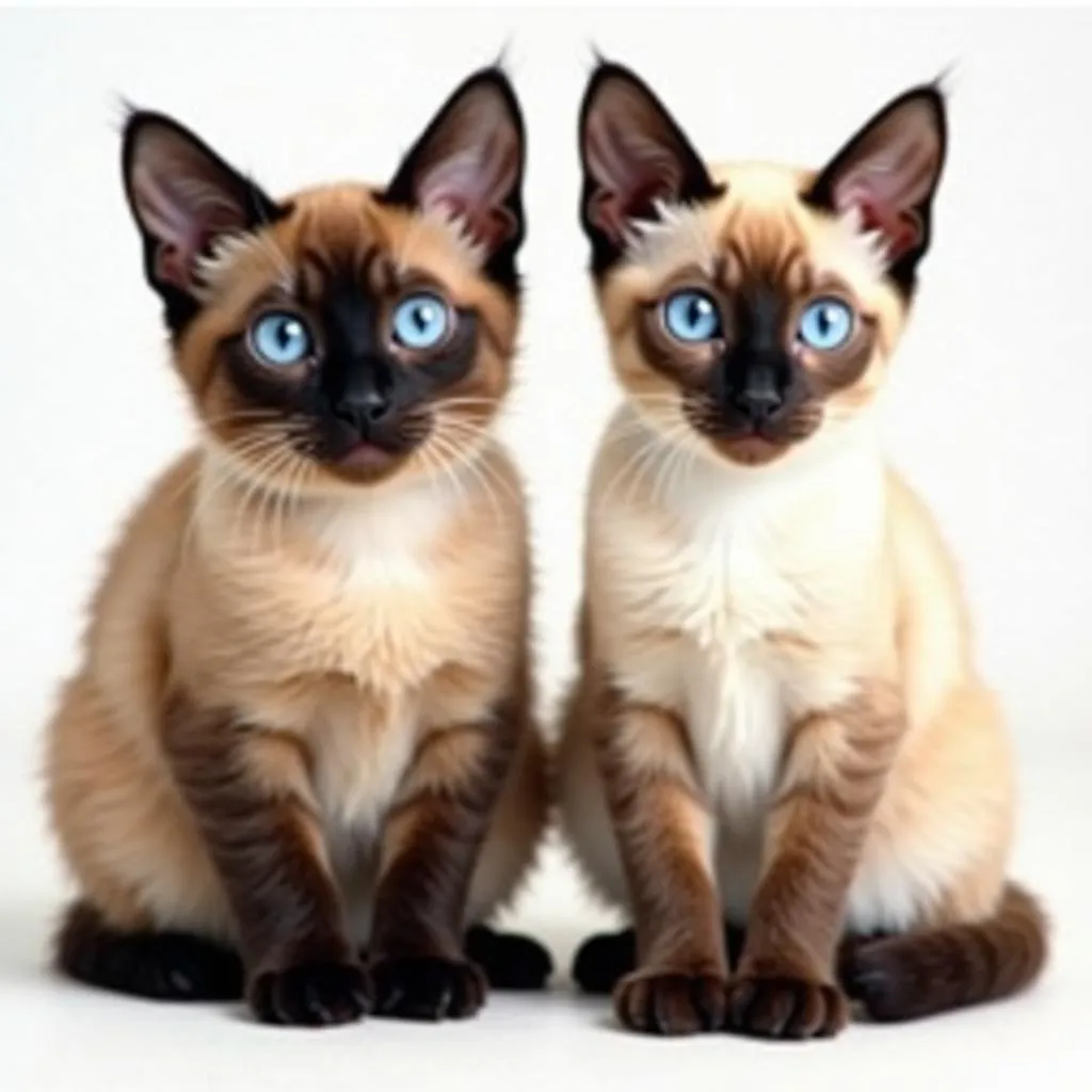 Two Siamese cats with different color points