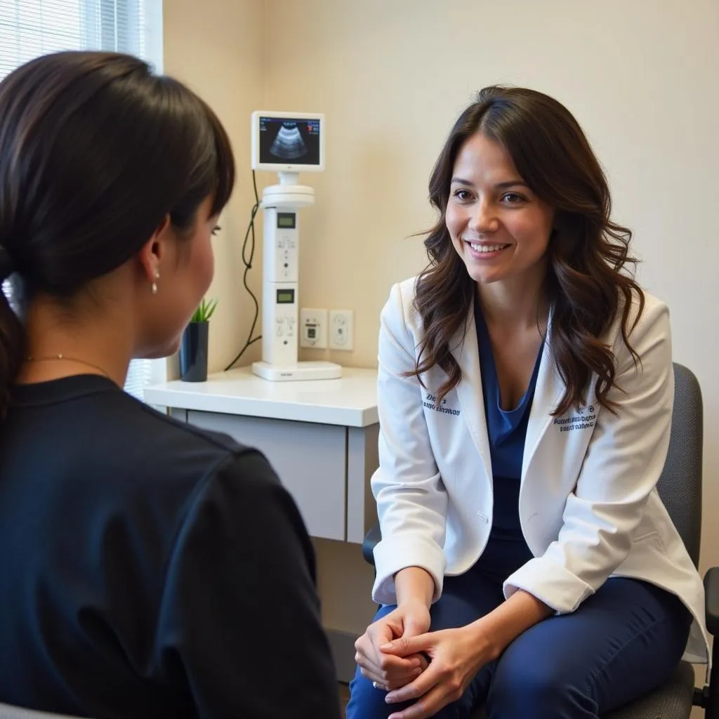 Ultrasound Technician Explaining Images to a Patient