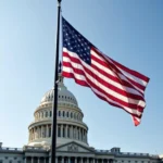 American flag at half mast