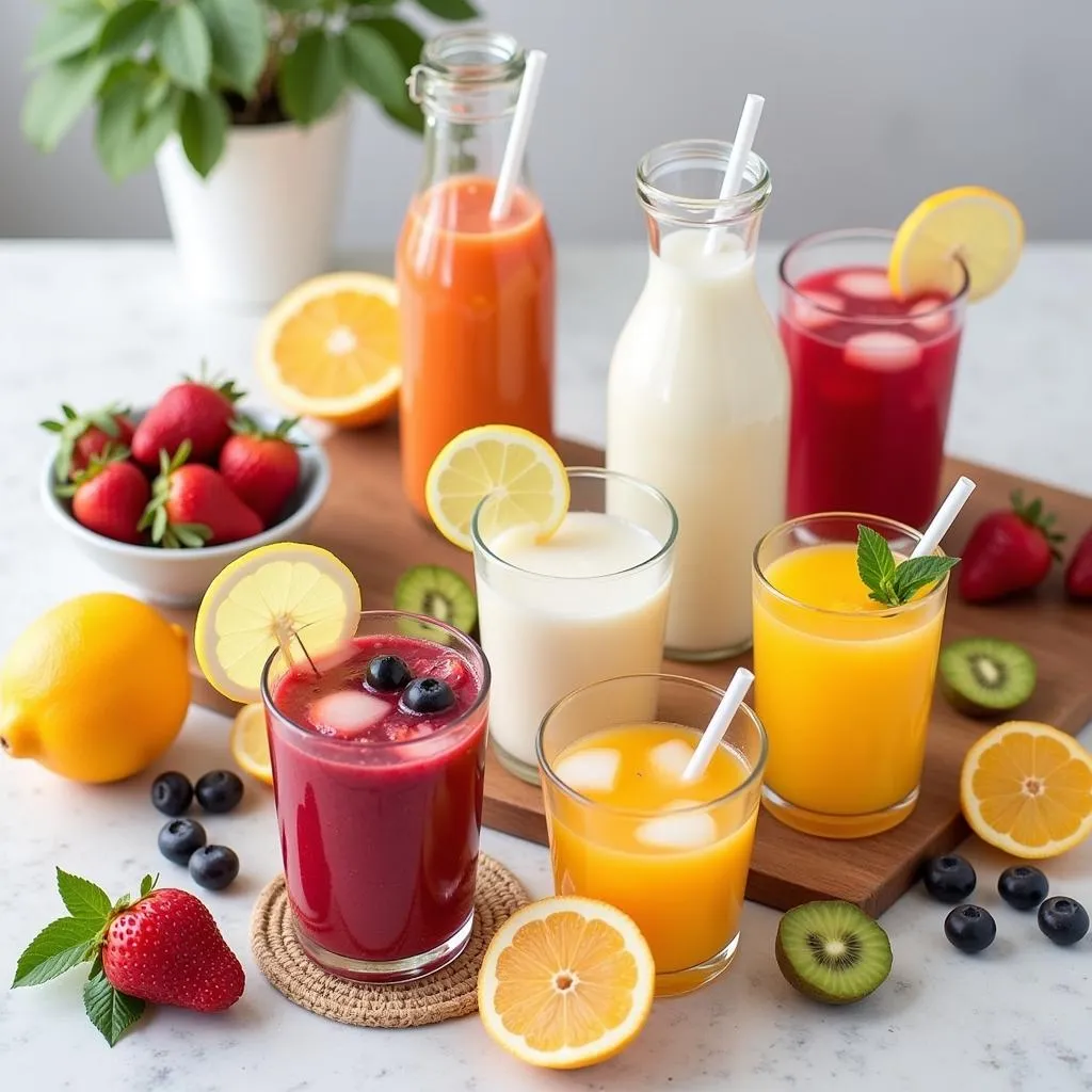 Variety of healthy drinks for pregnancy