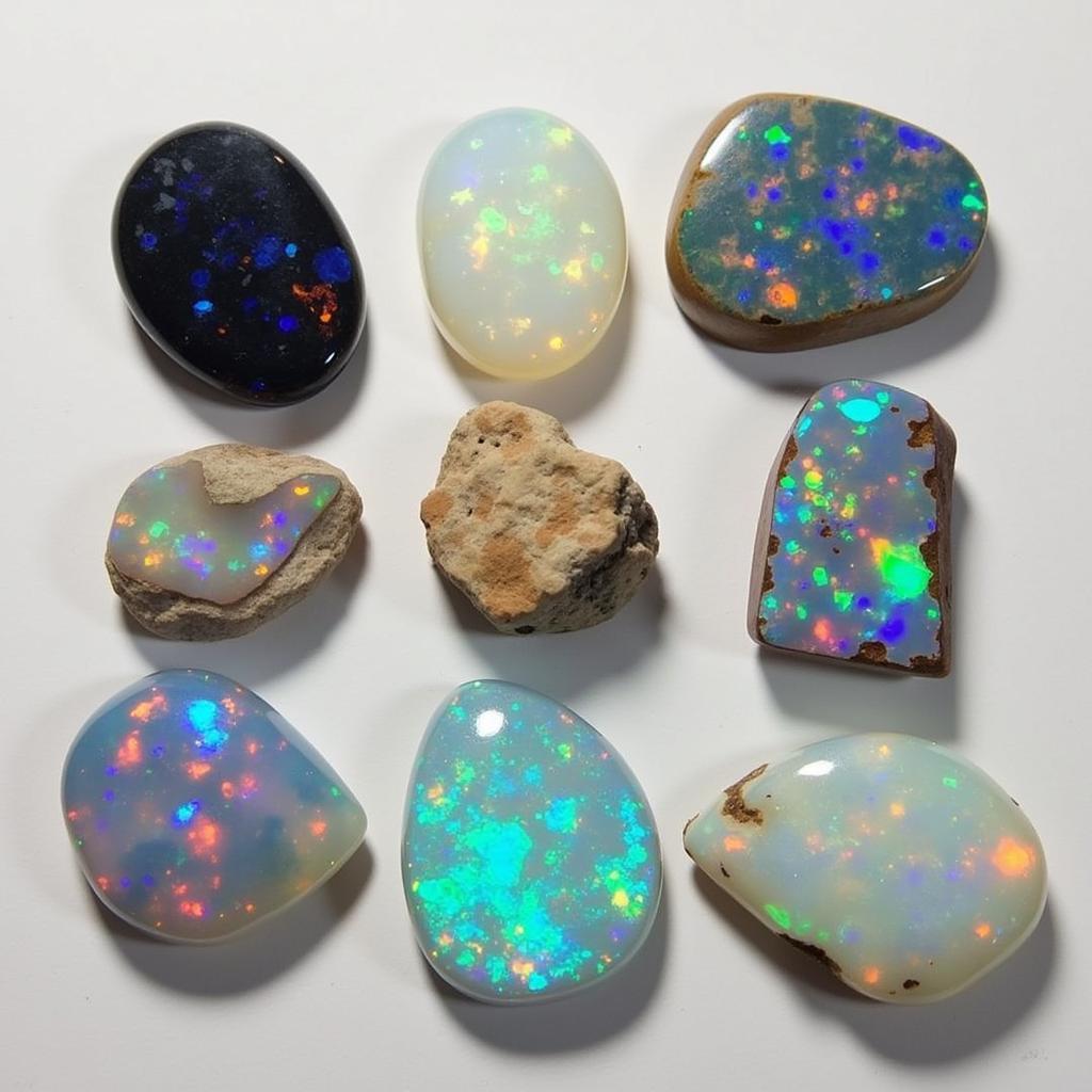 Variety of Opals Showcasing Different Colors and Patterns