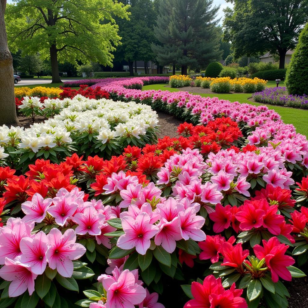 Various Azalea Colors in a Garden Landscape