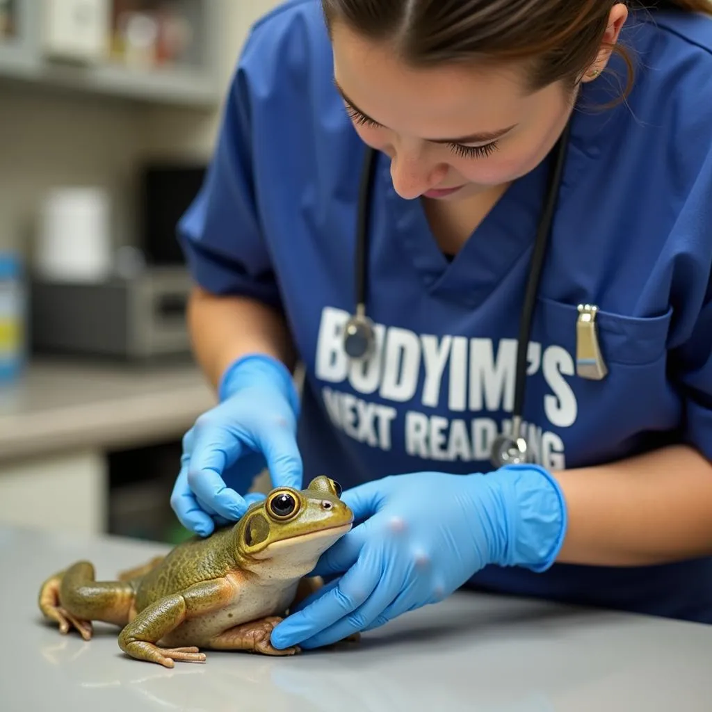 Veterinarian Examining a Frog