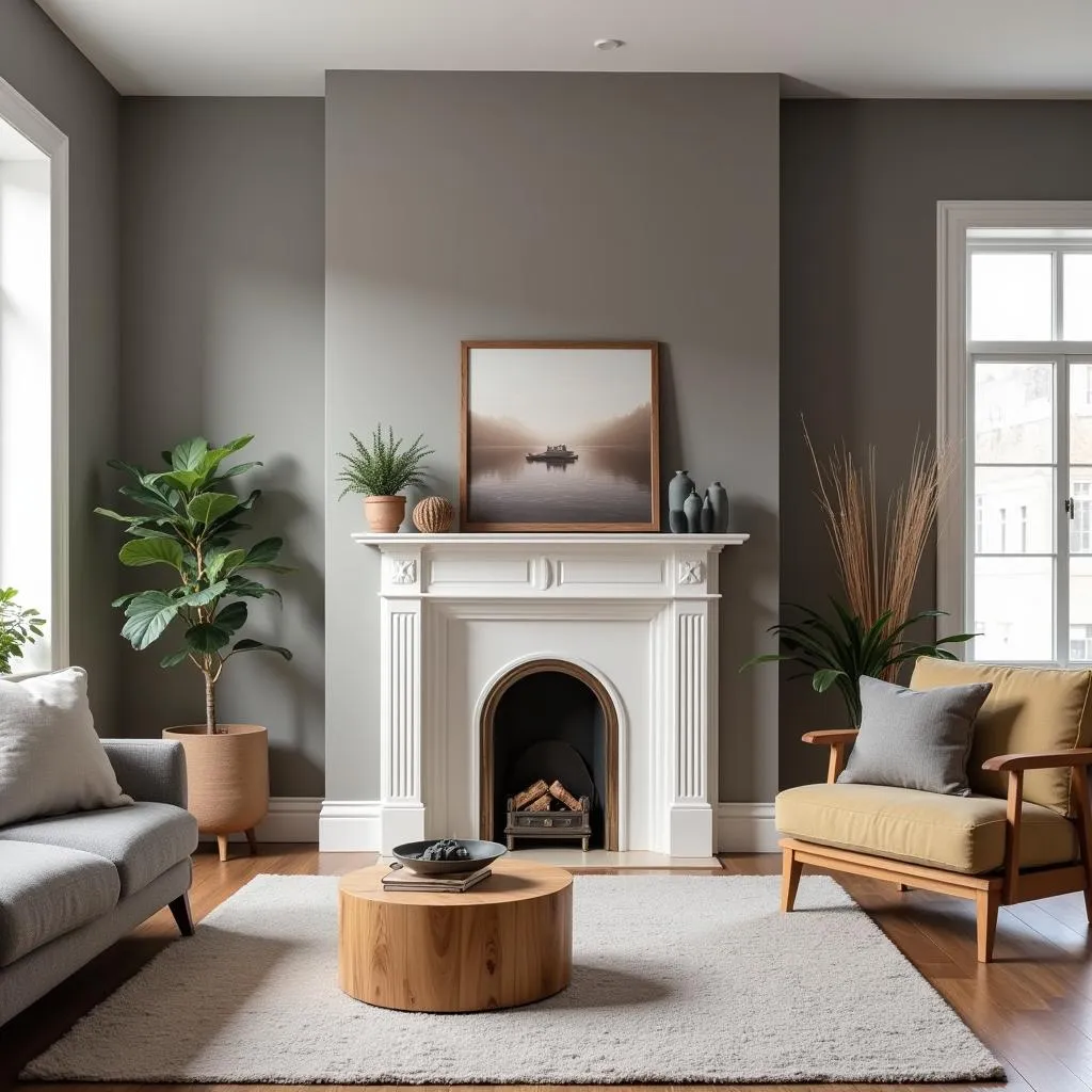 Living room with warm grey walls