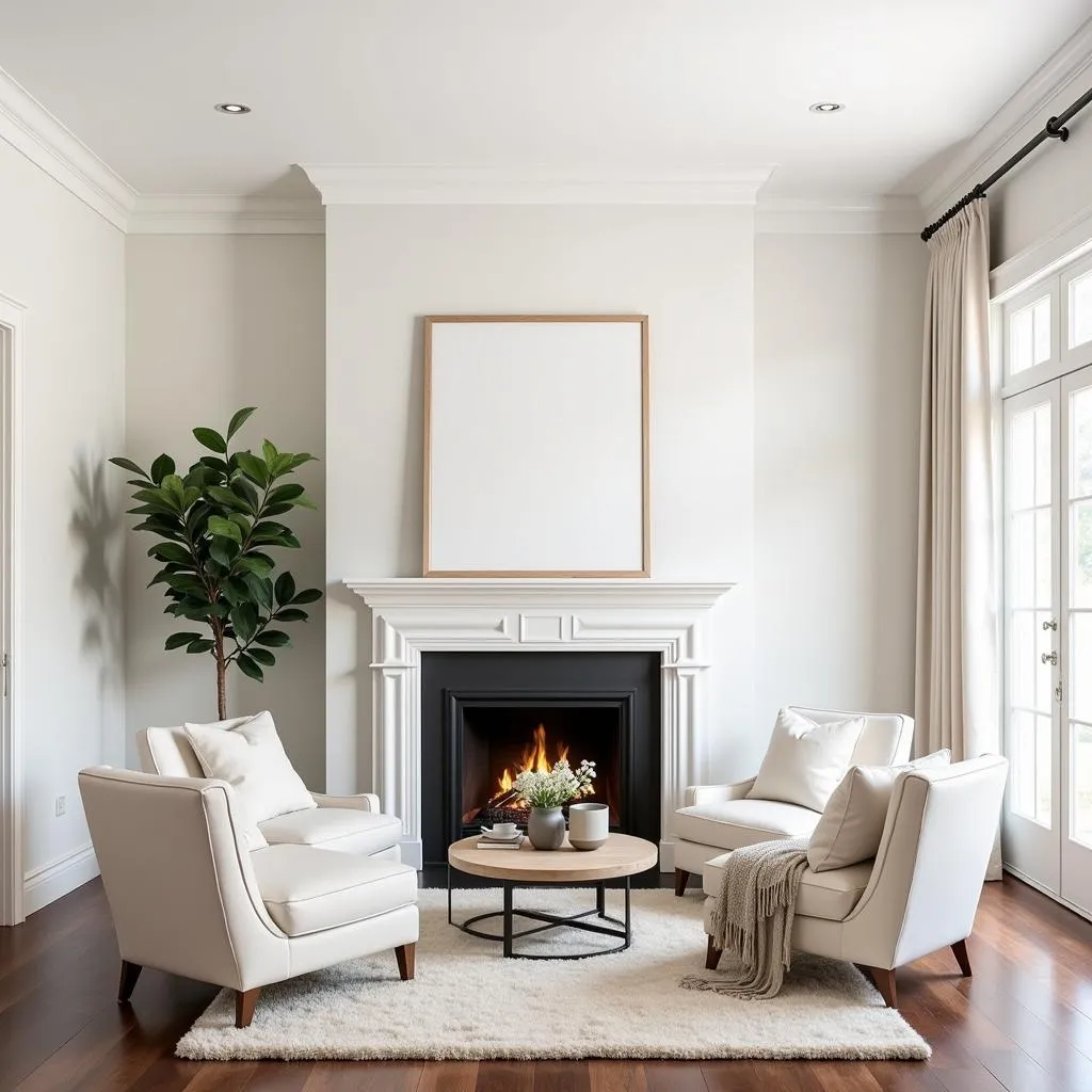 White crown molding in a classic living room