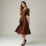 Brown Dress with Black Heels