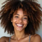 Woman smiling with natural hair color