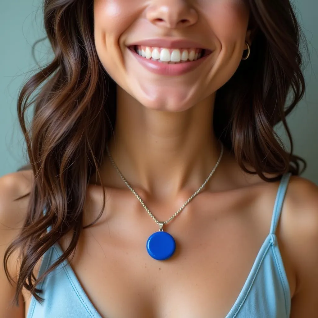 Woman Wearing Blue Mood Necklace