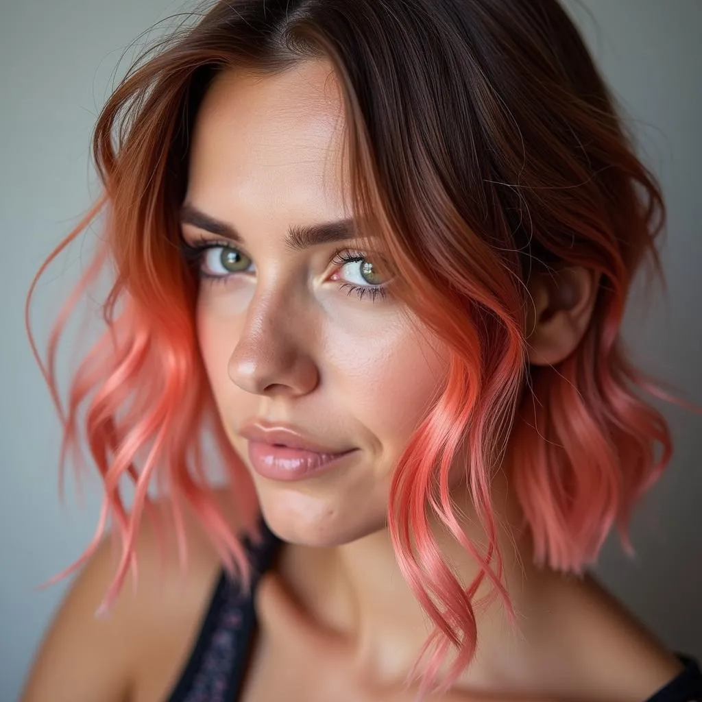 Woman with Dyed Hair Experiencing Root Growth