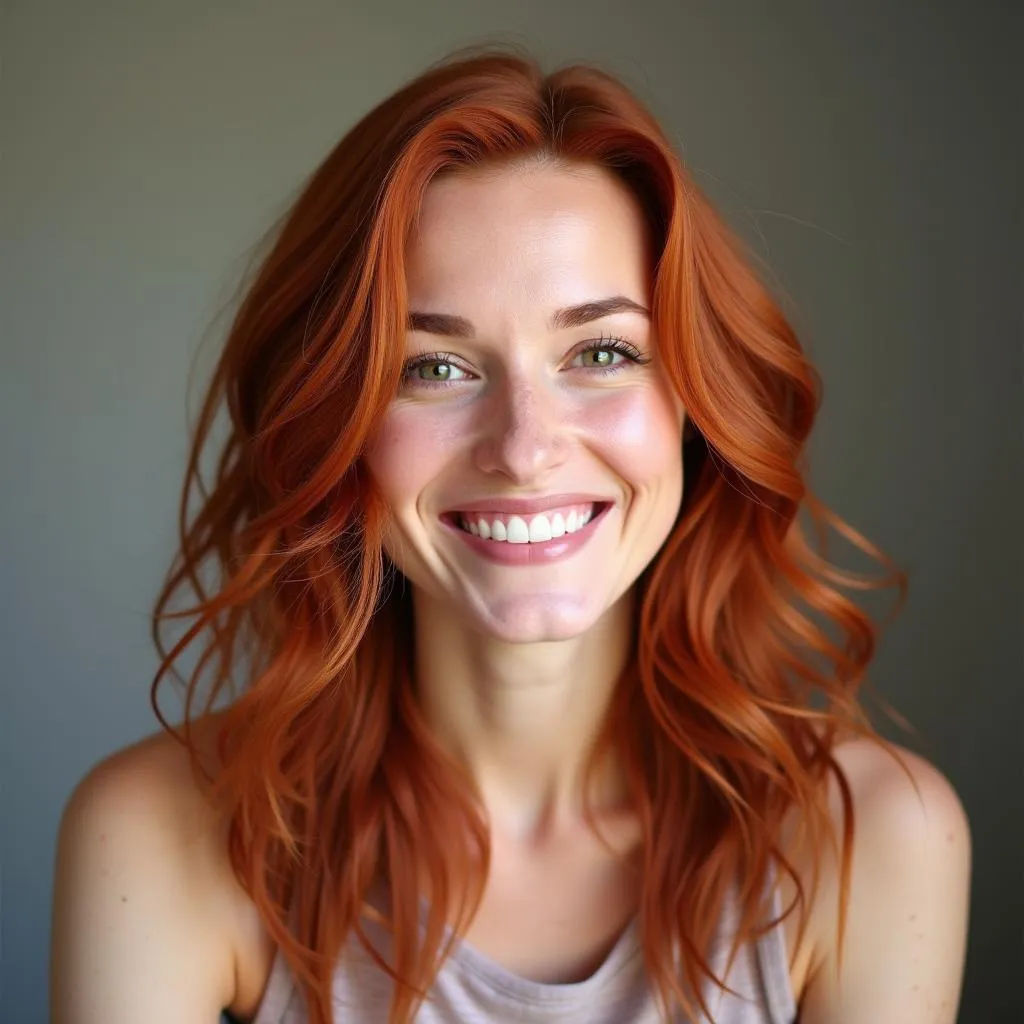 Woman with Vibrant Hair Color Smiling