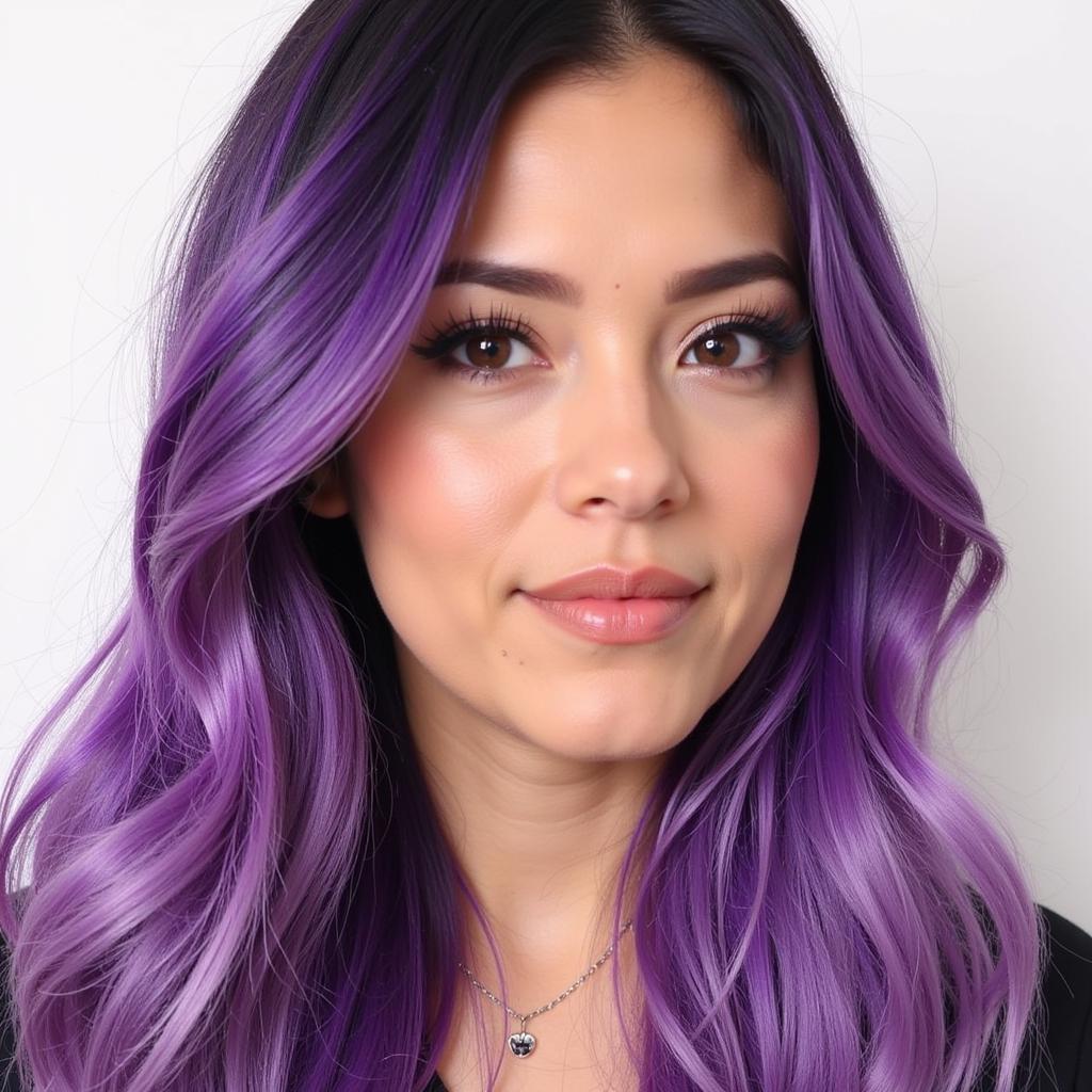 Woman with Vibrant Hair Using Eva NYC Hairspray