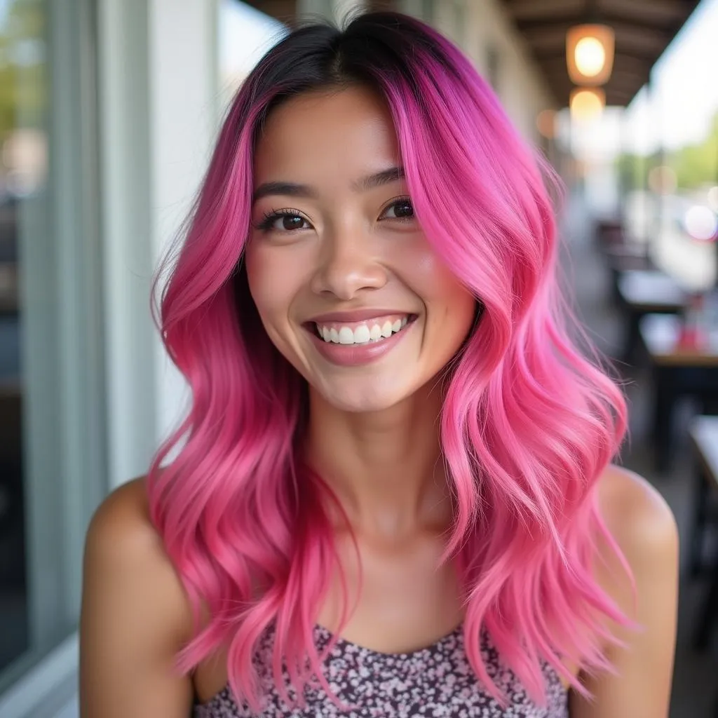 Woman with Vibrant Pink Hair