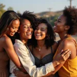 Group of women laughing and celebrating together