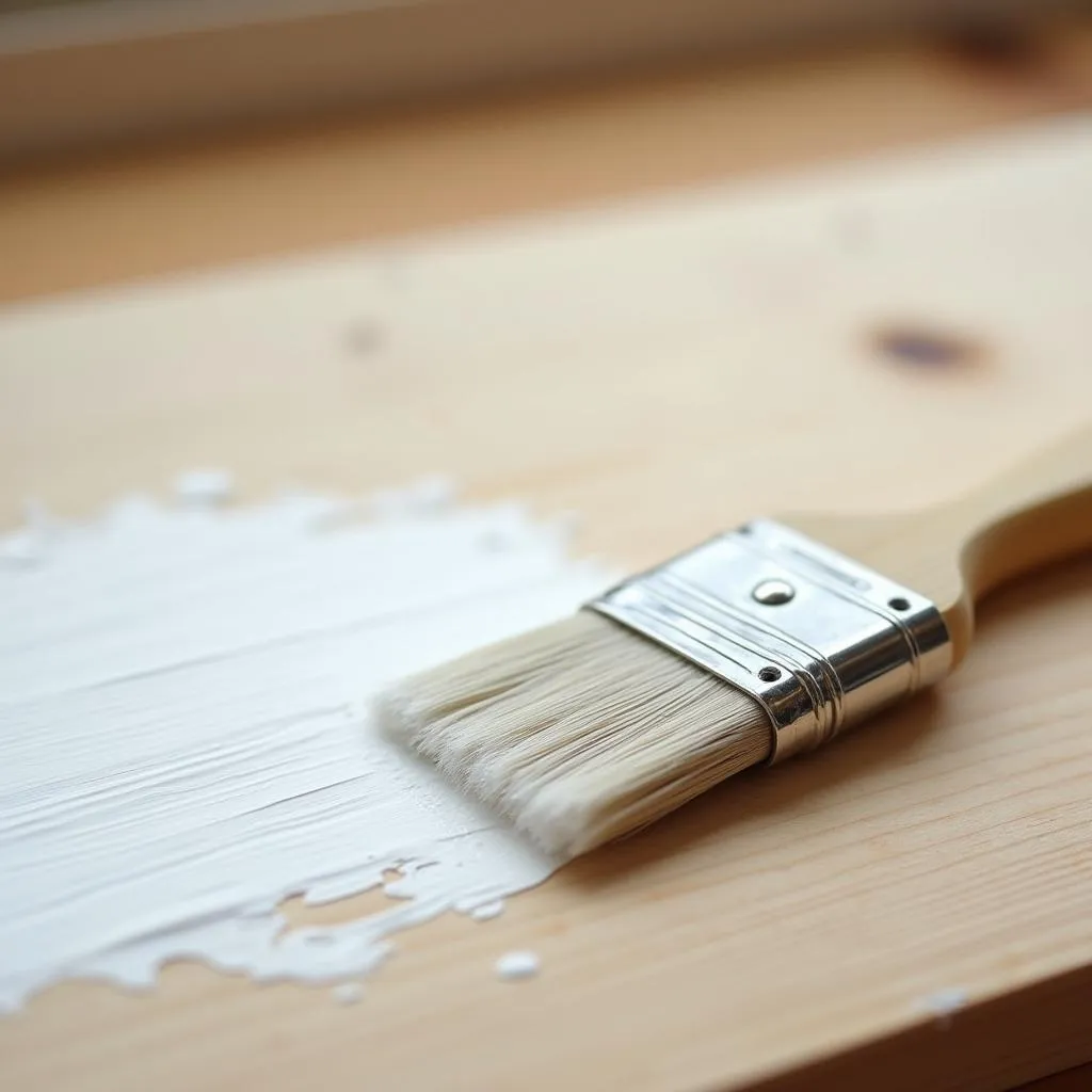 Wood being painted white