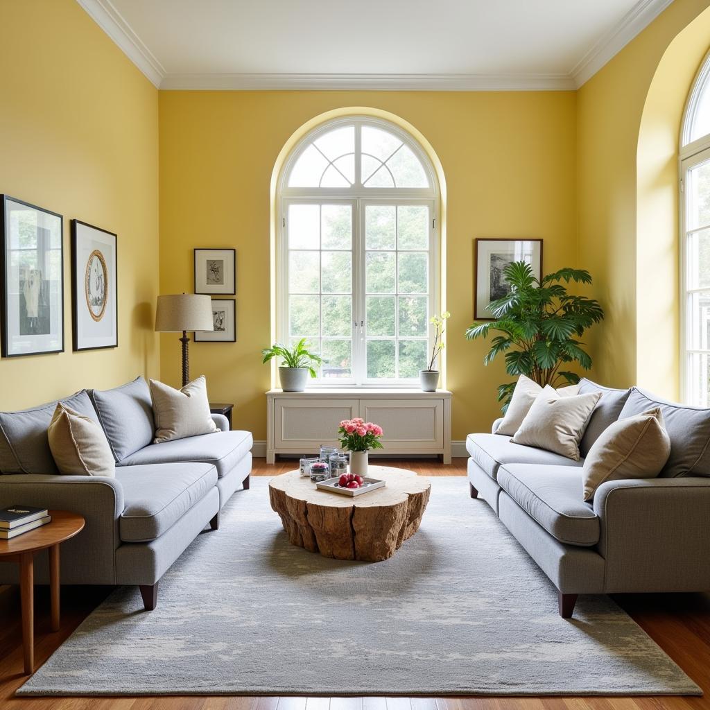 Yellow Living Room with Gray Accents