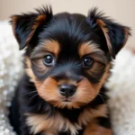 Yorkie puppy with black and tan coat